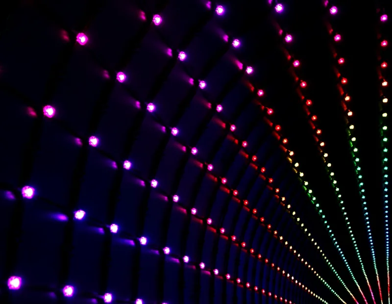 LED fixtures on the lighting grid
